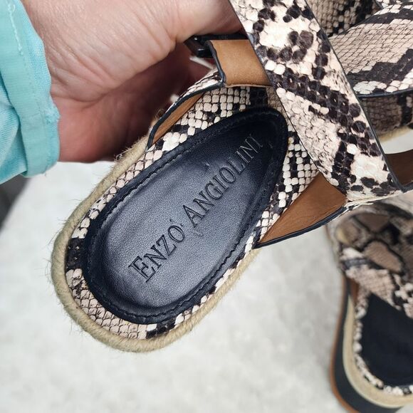 Enzo Angiolini Eva Snakeskin Wedge Sandals Size 10 - Picture 3 of 10